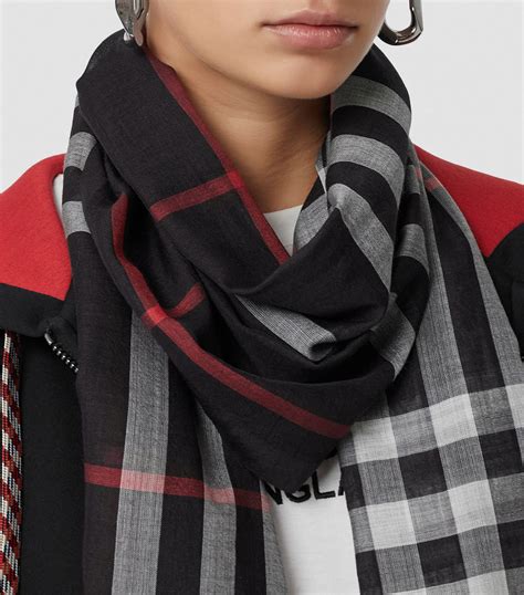 burberry women's giant check wool silk scarf|burberry lightweight check wool.